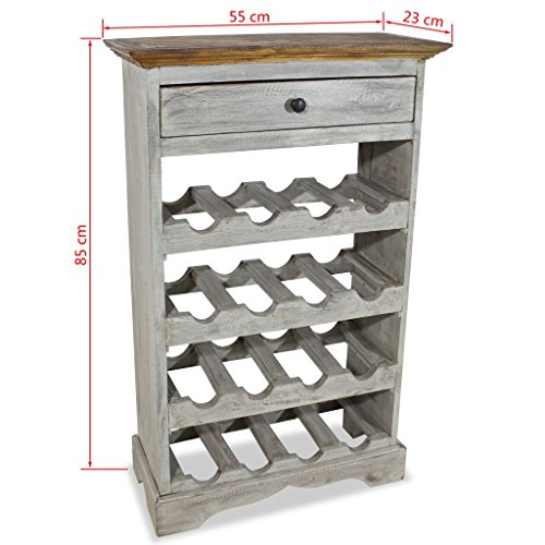 Soporte para botellas de vino de madera reciclada sólida 55x23x85 cm miniatura 4
