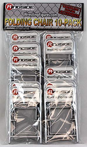 WWE 10-Pack of Folding Chair (Silver) - Ringside Collectibles Exclusive Toy Wrestling Action Figure Accessory