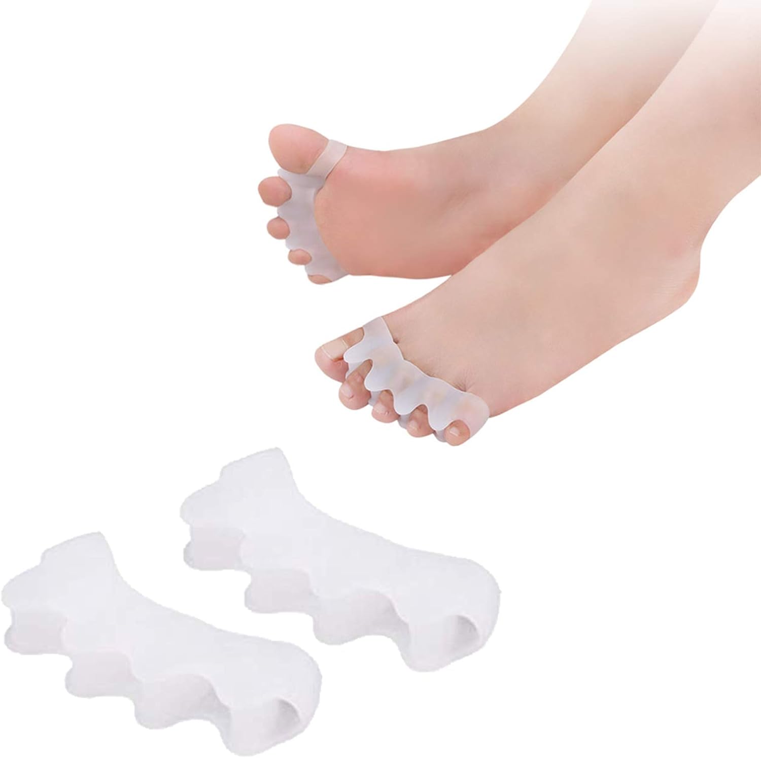 Toe Separators & Spacers,Use for Health & Beauty Pedicures,Plantar Fasciitis, Hammer Toes, Claw Toes & Other Foot Conditions,Pedicures for Men and Women(2 Pcs) - White