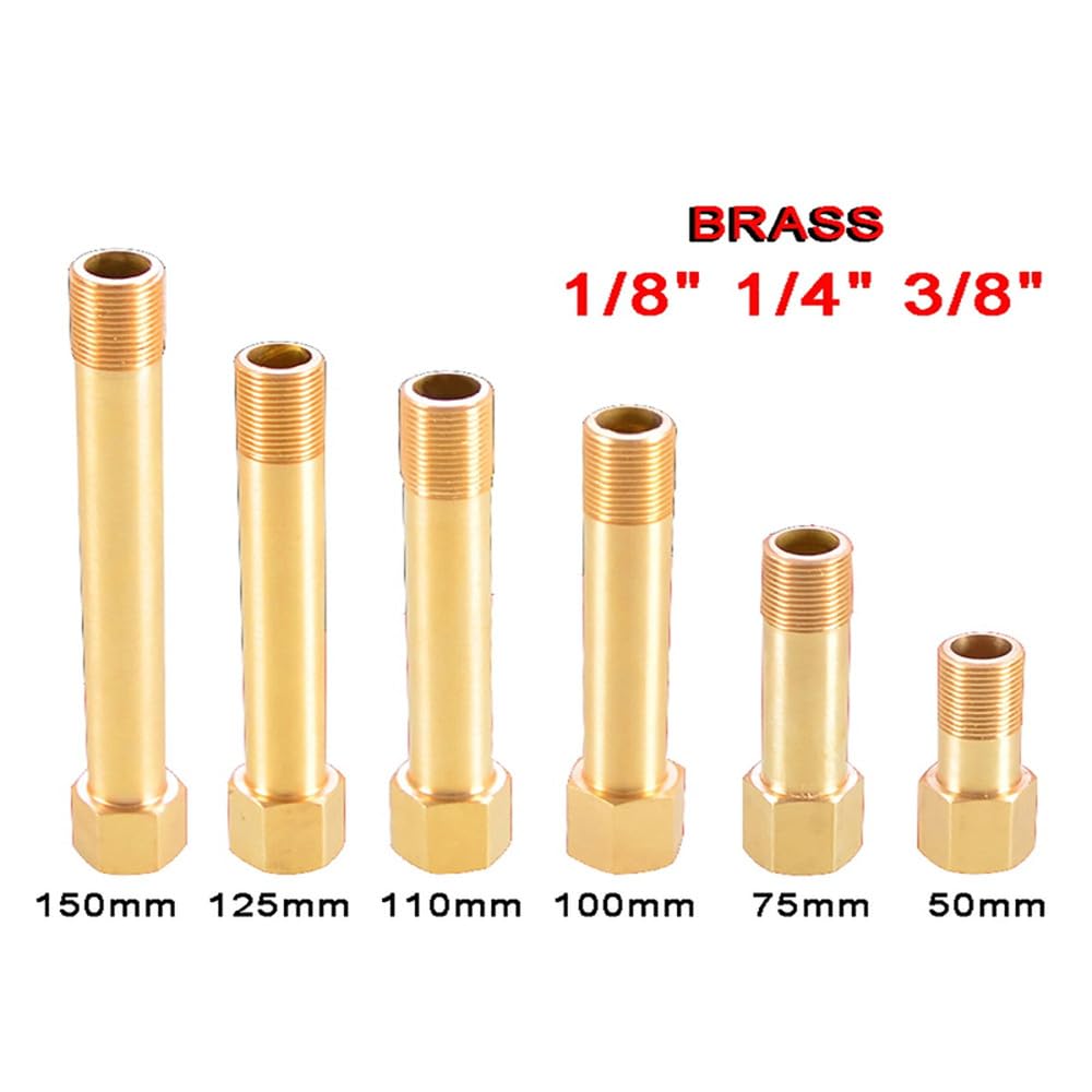 1/2/5/10 piezas 1/8" 1/4" 3/8" Conectores de extensión de rosca BSP de latón macho a hembra para tuberías Longitud 50/75/