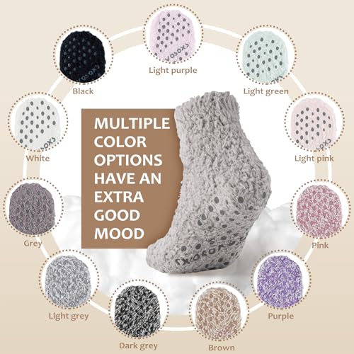 Fuzzy Grip Socks for Women Men,Thick Warm Slipper Cozy Fluffy Non Slip Ankle Hospital socks With Grips.3