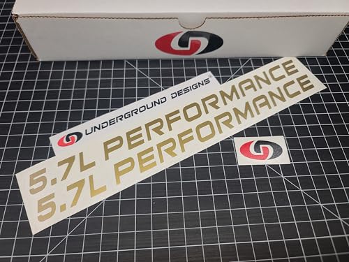 5.7L Performance Decals (2-Pack) Hemi V8 Hood Fender Racing Stickers Fits 2005+ Challenger Charger Ram Durango R/T 300C (Metallic Gold, 3/4" H x 11.5" L)