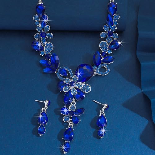 Image of Shining Diva Fashion Stylish Design Fancy Crystal Necklace Jewellery Set for Women | Trendy Celebrity Inspired Jewellery