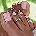 Solid Color Pink Press on Toenails for Women, Glossy Fake Toenail Press ons Short Square Acrylic Press on Toe Nails, Reusable Baby Pink Toenails Glue on Natural Seamless Fit, 24Pcs Glue Toenails