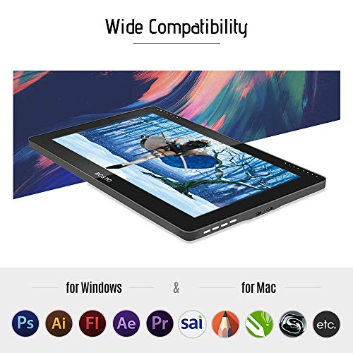 Aibecy BOSTO 16HD 15.6 Inch IPS Graphics Drawing Tablet Display Monitor 1920 1080 High Resolution 8192 Pressure Level with Rechargeable Stylus Pen/ 20pcs Pen Nips(Need to Connect to a Computer)