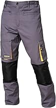 Long Work Pants, Multi-Pockets, Heavy Duty, Reinforced Knee, Grey/Yellow, Size 54/56 XXL