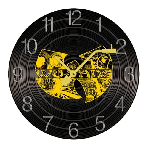 掛け時計 木製レコード ウータンクラン ウォールクロック かけ時計 置き時計 インテリア おしゃれ 電池式 飾り 木製 連続秒針 北欧 無音 壁掛け 個性的 大数字 音楽愛好家 直径30cm ギフト