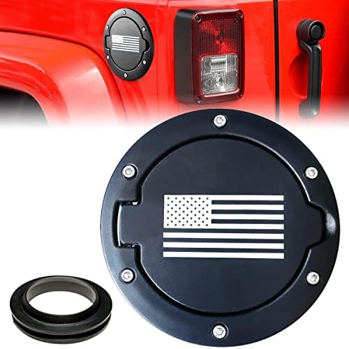 Aukmak JK Gas Cap Cover American Flag Fuel Filler Tank Door