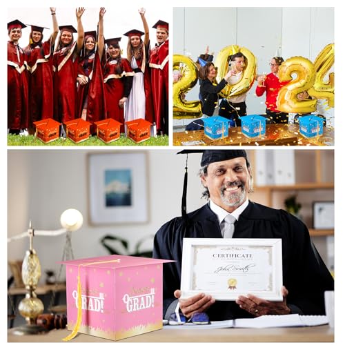 Image of Outus 2026 Grad Card Box with Tassel Congrats Graduation Cap Card Holder for Graduation Gift Box Party Supplies(Orange,Stylish)