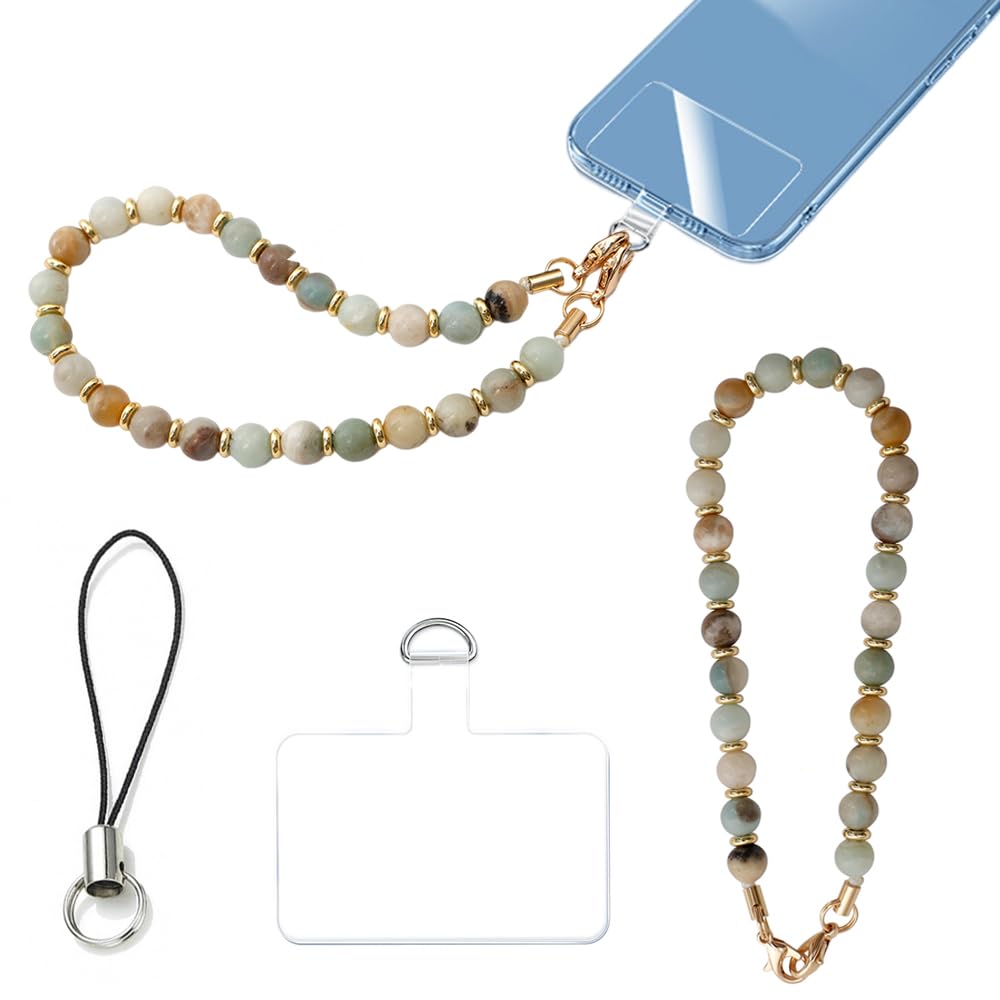Turkalla Phone Wrist Strap,Marble Beaded Phone Charm with Tether Tab,Phone Lanyard Hands-Free Wrist Strap for Most phones