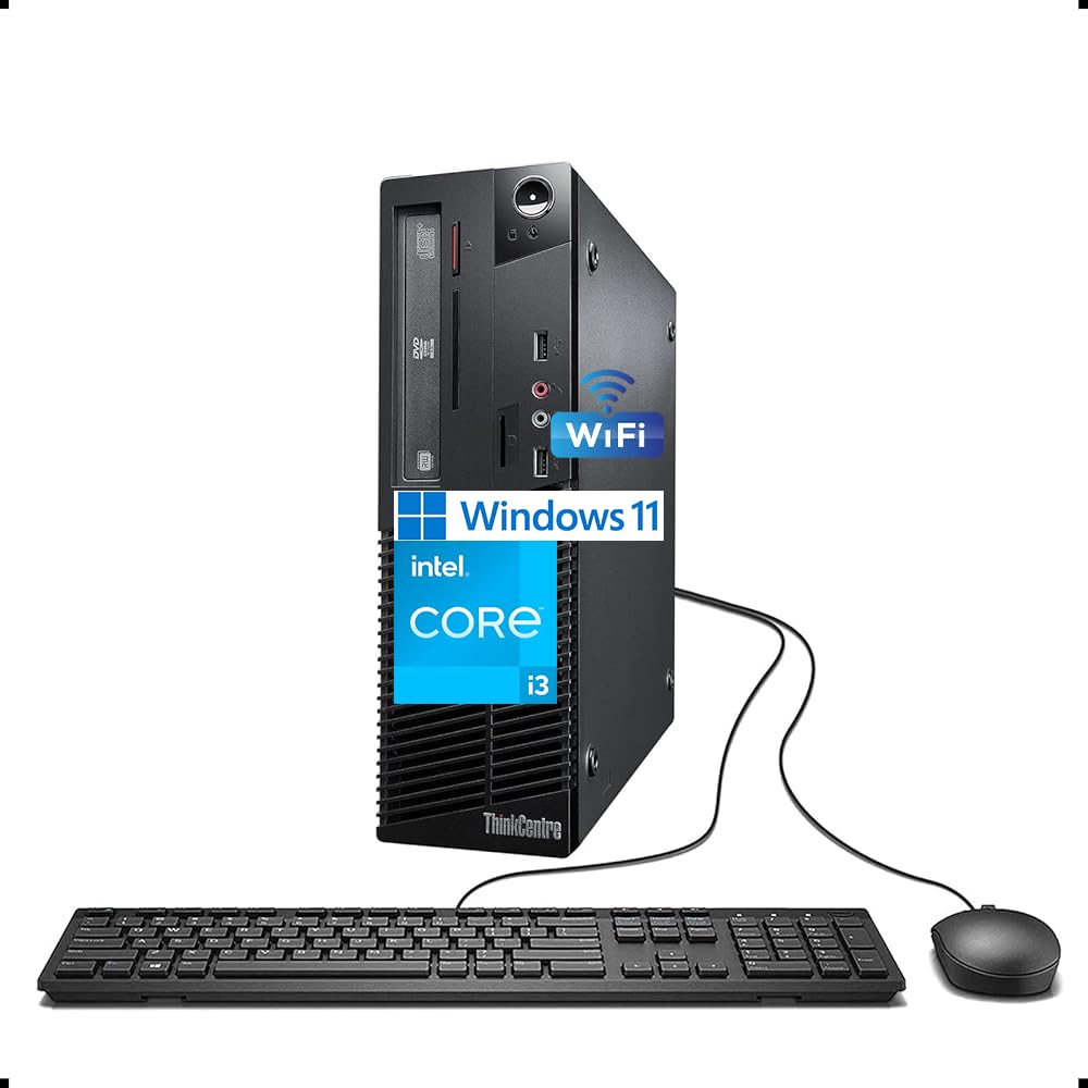 Lenovo ThinkCentre M73 Small Desktop Computer PC, Intel Core i3-4130, 8 GB RAM, 256 GB SSD, WiFi, Bluetooth, tastiera US QWERTY Windows 11 Pro (ricondizionato)