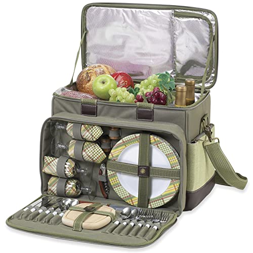 Picnic at Ascot- Original Insulated Picnic Cooler with Service for 4 - Designed & Assembled in the USA