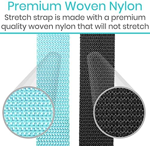 Vive Stretch Strap - Leg Stretch Band to Improve Flexibility - Stretching Out Yoga Strap - Exercise and Physical Therapy Belt for Rehab, Pilates, Dance and Gymnastics with Workout Guide Book