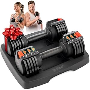 Lifepro Adjustable Dumbbells Set – 5in1-15lb 25lb 43lb 55lb weights Set & Single with Rack – Quick Adjust, Secure Grip – Compact Hand Weights for Men Women Home Gym