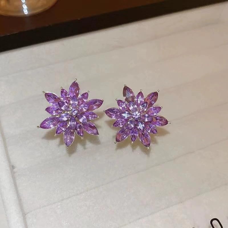 Crystal Flower Burst Stud Earrings for Women Rhinestone Floral Cluster Zircon Blooming Earrings Wedding Party Jewelry Accessories - Image 6