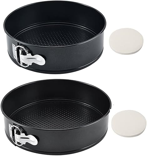 Tellshun Paquete de 2 moldes para hornear Springform 9, molde para hornear de 10 pulgadas, a prueba de fugas, antiadherente, parte inferior