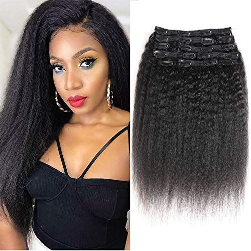 Urbeauty Kinkys Straight Clip in Hair Extensions Human Hair 16" 10 Pieces/Set Italian Coarse Yaki Straight Clip in Extensions Triple Wefts 120g