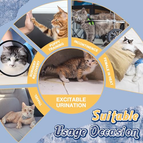 Image of MICOOYO Disposable Cat Diapers, Cat Diapers for Female Cats with Ultra Stretchy, Puppy Diaper Super Absorbent, Fit for Cats in Heat or Incontinence, 20 Count Extra Small Size