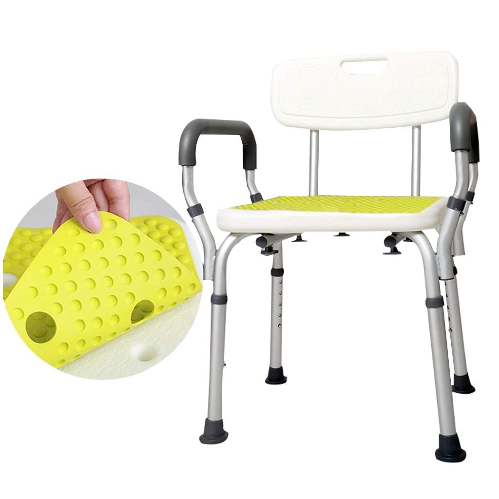 CHEWYNP Asientos de baño Taburete de baño Silla de baño/Ducha portátil Taburete de baño para Mujeres Embarazadas Asiento de baño con Respaldo Acolchado Antideslizante Pasamanos Ayuda de mo