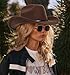 Womens Western-Cowboy-Hats Classic Felt-Hats - Rodeo Wide-Brim-Cowgirl Jazz-Hat with Buckle Belt(Lagre) Coffee
