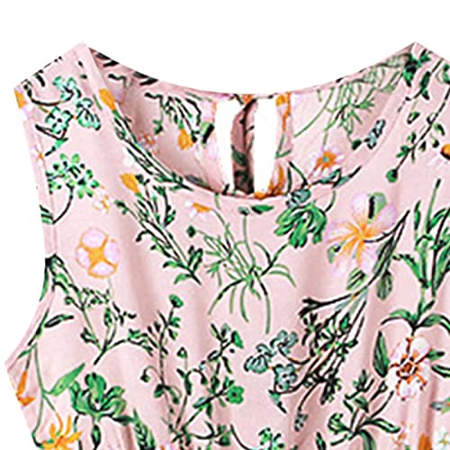 Girls Summer Dress Fruit and Floral Print Sleeveless Casual A Line Dresses Beach 3 to 9 Years Girls Teal Floral Dress2