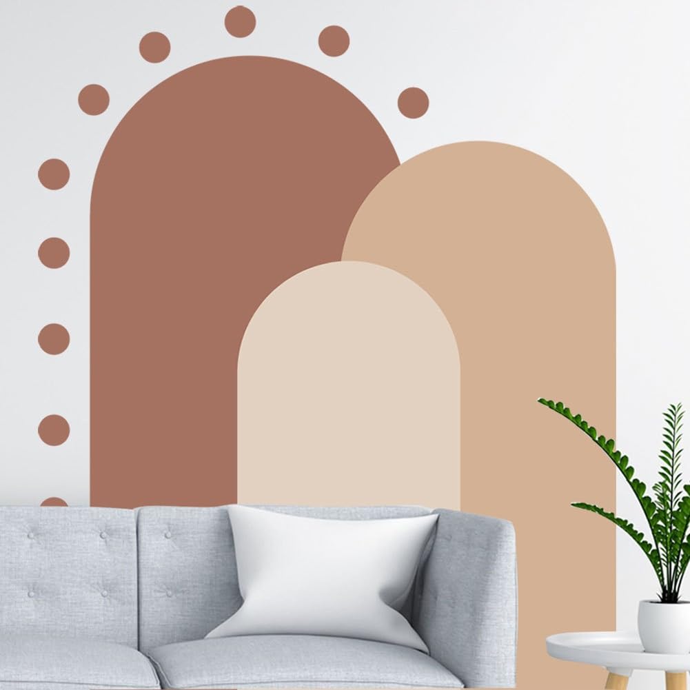 Avcult Multicolor Boho Arch Peel & Stick Decal - Modern Simple Polka Dot Stickers For Walls. Abstract Nursery / Living Room Art
