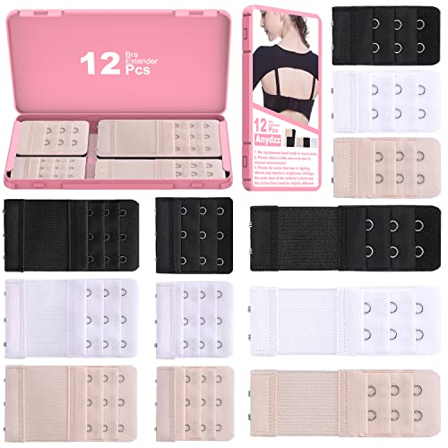 Anydzz Comfortable Bra Extender, Bra Extension With Storage Case, Soft And Elastic Bra Closure Extension For All Common Bra Models, Black, White Or Beige, 3 Or 3 Hook Rows To Choose #TOP30