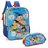 Mochila De Costas Estojo Cebolinha Turma Da Mônica Luxcel Cor:Azul