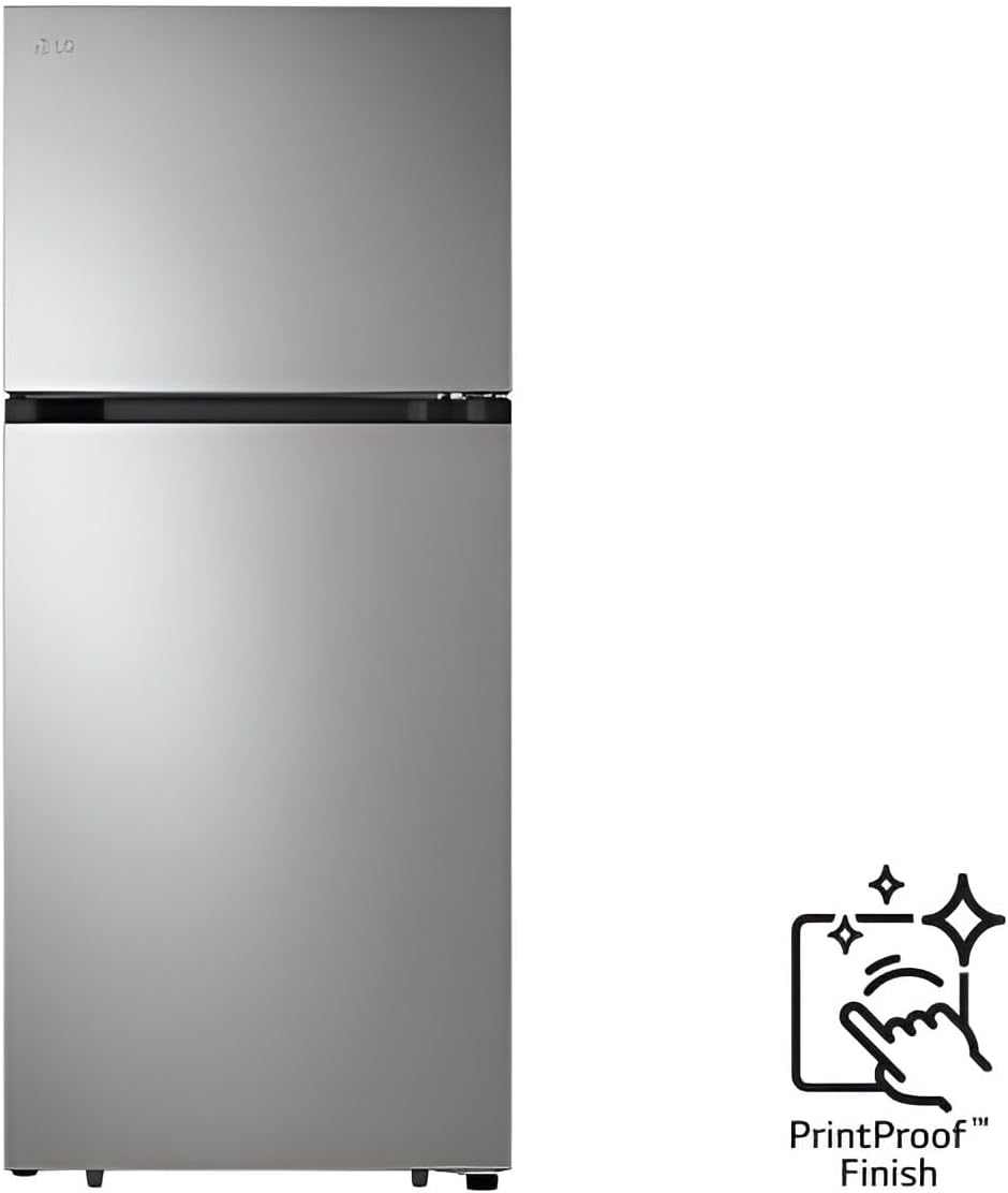 LG 28-Inch Freestanding Top-Freezer Refrigerator with 18 cu ft Capacity, 2 Glass Shelves, Gallon Door Bins, Multi-Air Flow System, Garage-Ready, Ice Maker Ready