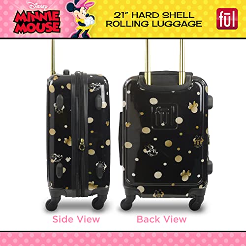 Image of FUL Disney Golden Minnie Mouse Carry On Luggage, Hardshell Rolling Suitcase with Spinner Wheels, Black, Black, Disney Golden Minnie Mouse Carry on Luggage, Hardshell Rolling Suitcase With Spinner