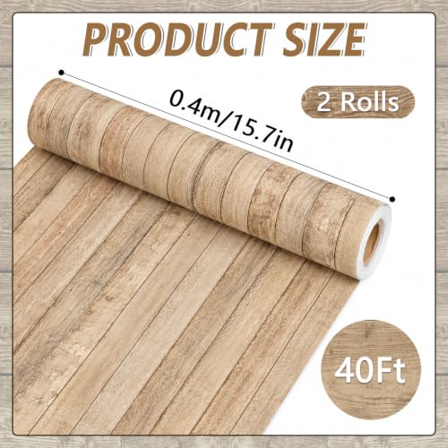 2 Rolls Brown Wood Bulletin Board Roll Fade Resistant Wrinkle Resistant Wood Grain Bulletin Board Background Brown Grain Wooden Poster for Back to School Poster Classroom Decor Wrap Craft 15.8inx20ft by gisgfim - Used condition - Image 2