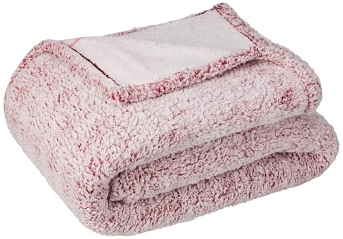 Image of amazon basics Polyester Single Bed Sherpa Blanket (270 GSM) | Polyester Single Layer, Maroon