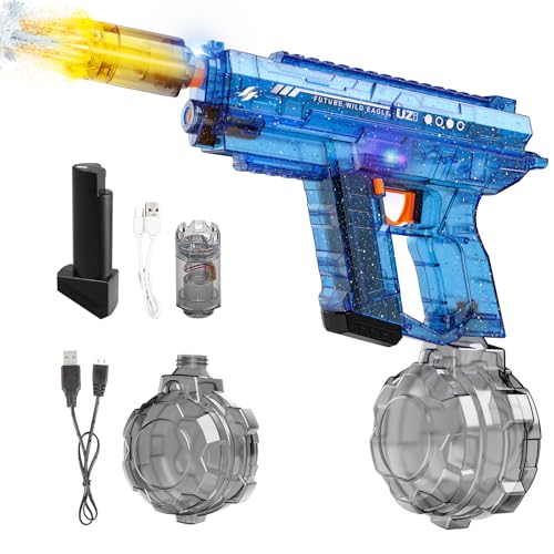 Electric Water Gun for Adults & Kids, Auto Suction & Flashing Muzzle, Automatic Water Gun with 26-32 FT Long Range, 800CC Large Capacity, Summer Pool Beach Party Backyard Toys Gift (Blue)