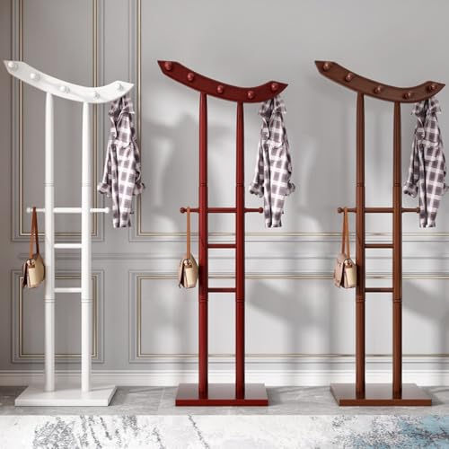 Perchero de pie para ropa colgador de madera maciza vertical negro de dormitorio 8