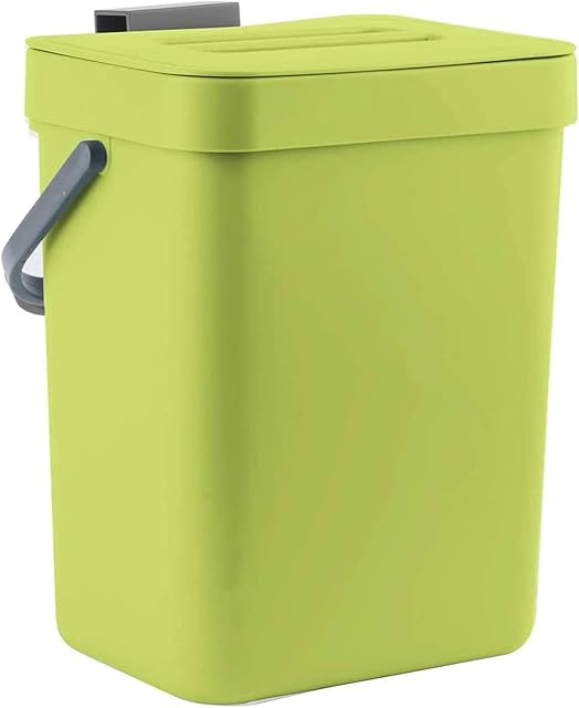 Kitchen Rubbish Storage Bucket, Punch-Free Wall-Mounted Trash can, Hanging Trash Can for Kitchen Cabinet Door with Lid, Compost Bin for Kitchen Counter Cupboard, Bathroom, Bedroom, Office, Toilet