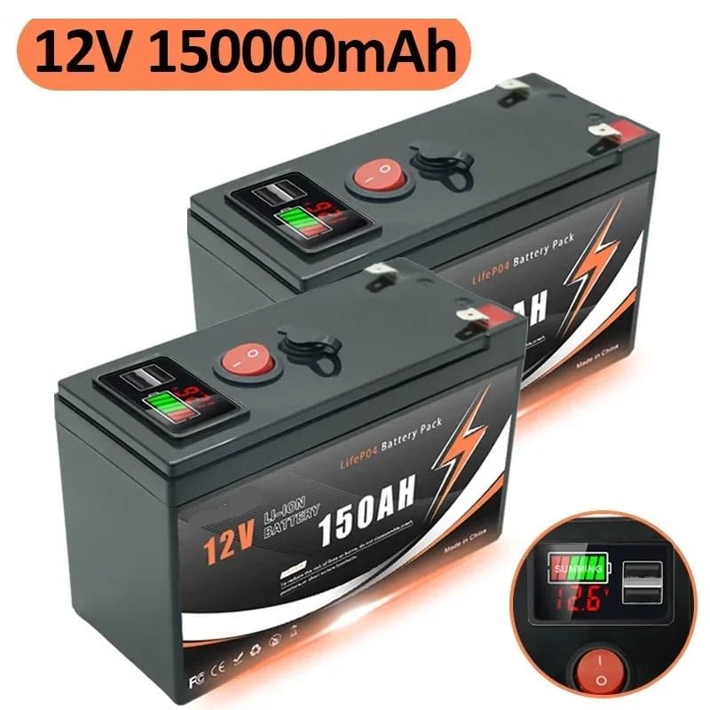 Batteria al litio ricaricabile da 12 V 150 Ah LiFePO4(USB 120Ah x 1)