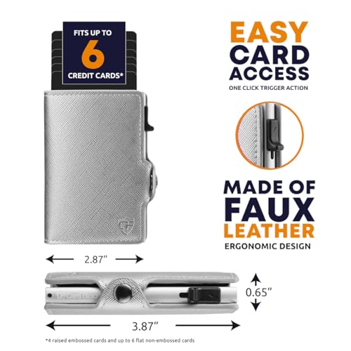 Image of Conceal Plus Pop Up Wallet for Women RFID Wallet Slim Aluminum Card Holders | Holds 4-6 Cards with Cash & ID Storage, Featuring One Click Metal Card Ejector & Slim PU Leather Design for Daily Carry