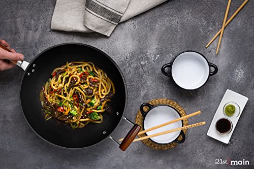 21St & Main Light Weight Cast Iron Wok, Stir Fry Pan, Wooden Handle, 14 Inch, Chef’s Pan, Pre-Seasoned Nonstick, Commercial And Household, For Chinese Japanese And Others Cooking #TOP5