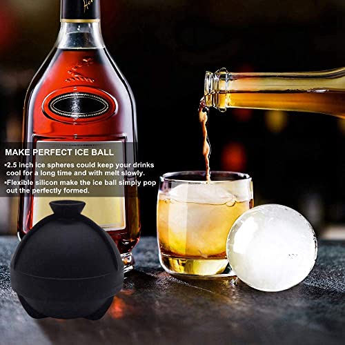 Helpcook Round Ice Cube Mold Set Of 6 - Silicone Ice Ball Maker Mold With Built-In Funnel - Whiskey Ice Molds - Make 2.5 Inch Big Ice Sphere For Whiskey & Cocktails,Food Grade And Bpa Free #TOP1