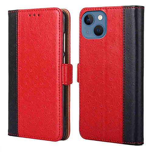 FFQUEEN Phone Cover Wallet Folio Case for ONEPLUS 8T, Premium PU Leather Slim Fit Cover, Magnetic Clasp Clip, Easy to use, Red