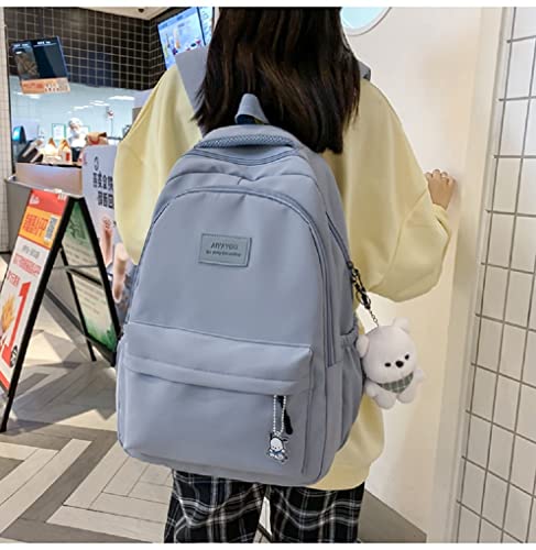 Cute Backpack Kawaii Backpack Aesthetic Supplies Cute Aesthetic Backpack for College Laptop Travel Supplies (Blue)3