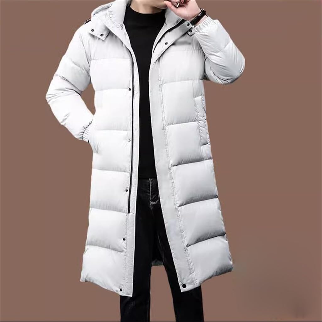 VIDI Can Take Off The Hat Down Coat Thick Men's Long Jacket Men Over The Knee