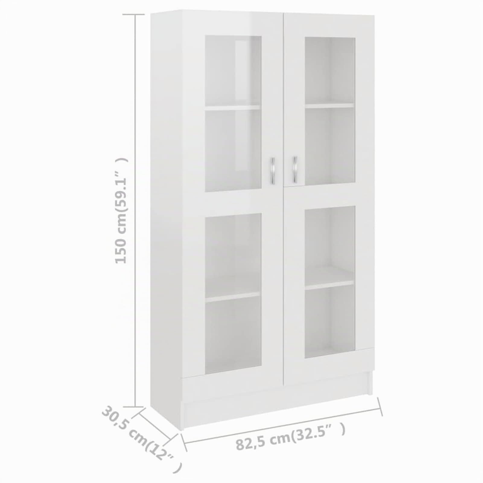 Nowoczesna biała witryna - błyszcząca szafka Sto do salonu lub sypialni - 82,5 x 30,5 x 150 cm, elegancka witryna do dekoracji wnętrz, upiększ swoją przestrzeń