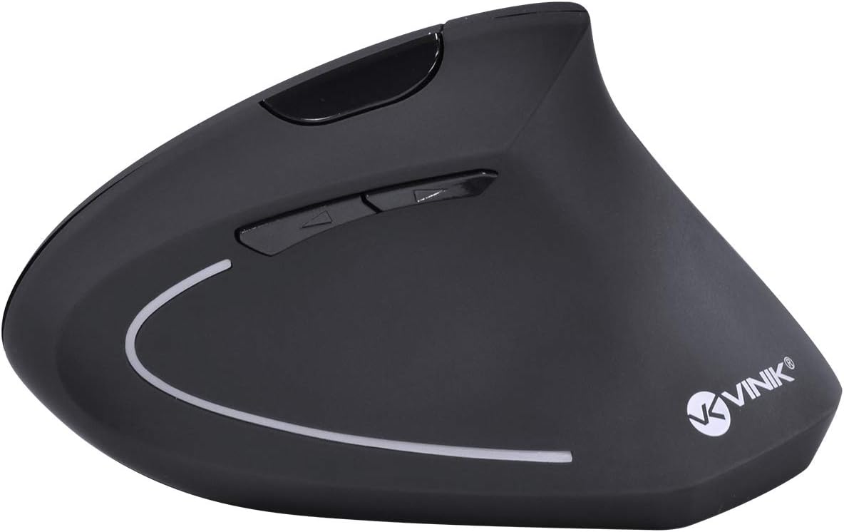 MOUSE SEM FIO RECARREGÁVEL 2.4 GHZ VERTICAL ERGONÔMICO ORTOPÉDICO POWER FIT 1600 DPI PRETO USB - PM300 - VINIK