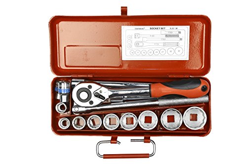 Taparia S22MXL 1/2 Inch Square Drive 15 Pc Socket Set, 11-Piece Bihexagonal Sockets Plus 4 Accessories | Heavy Duty | Automotive, Workshop & Industrial Tool Set