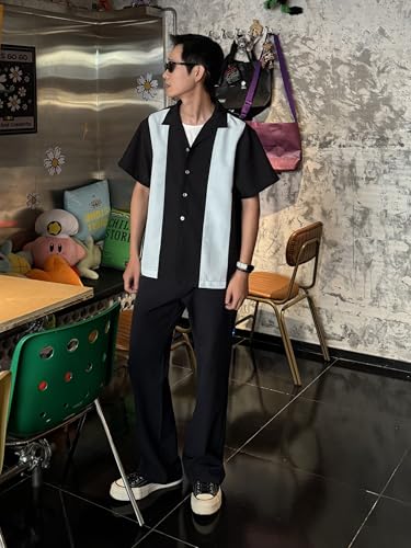 CHANGE WELL メンズ ボウリングシャツ BLACK L