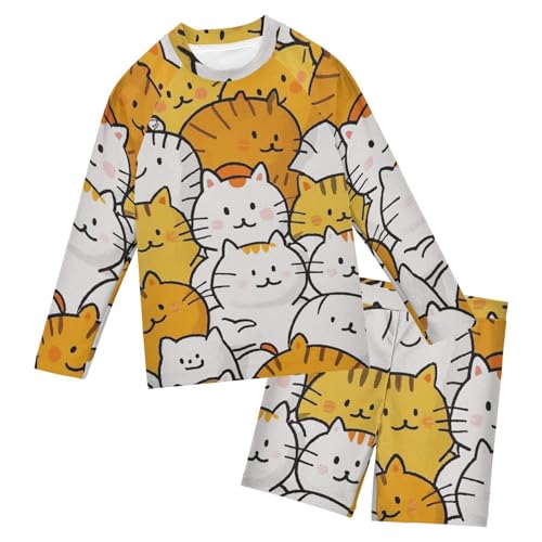 Bañador de gato para días de playa infantiles con manga larga UV