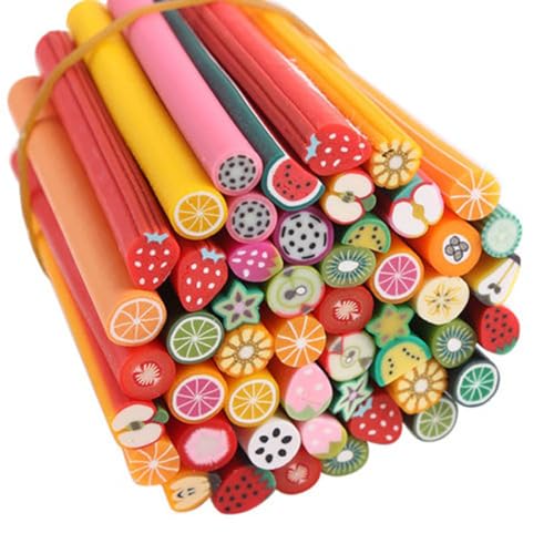 Paquet de 50 bâtons de cannes à ongles mignons, cannes manucure, tranches motifs fruits 3D, parfaites pour les travaux manuels, la décoration téléphone portable, la...