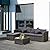 Outsunny 6 Piece Patio Furniture Set Outdoor Wicker Conversation Set All Weather PE Rattan Sectional Sofa Set with Ottoman, Cushions and Tempered Glass Table, Mixed Gray and Gray