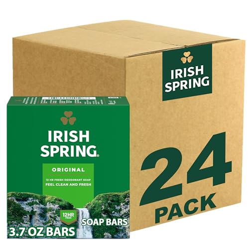 Irish Spring Bar Soap for Men, Original Clean, Smell Fresh and Clean for 12 Hours, Men Soap Bars for Washing Hands and Body, Mild for Skin, Recyclable Carton, 3.7 Ounce – 3 Count (Pack of 8)